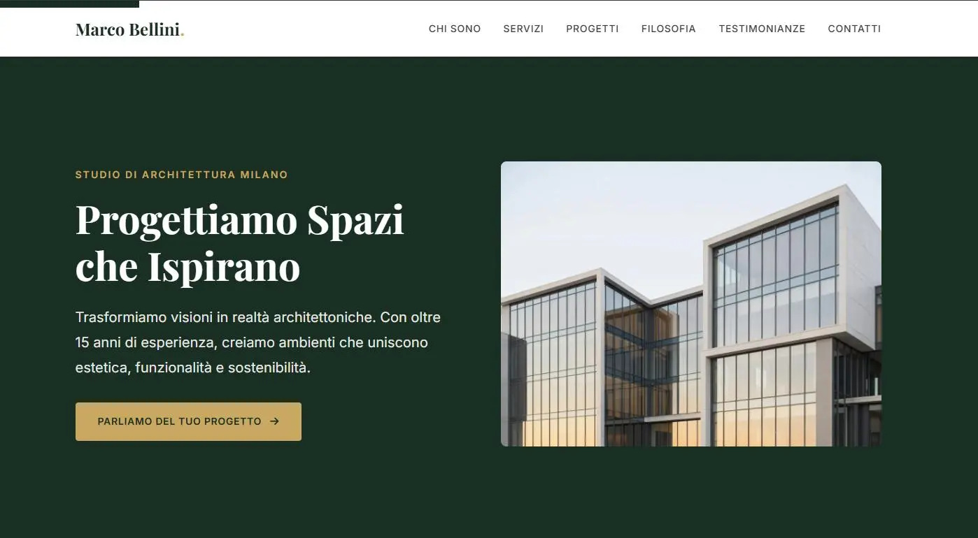 Anteprima di Sito Web One Page per Architetto