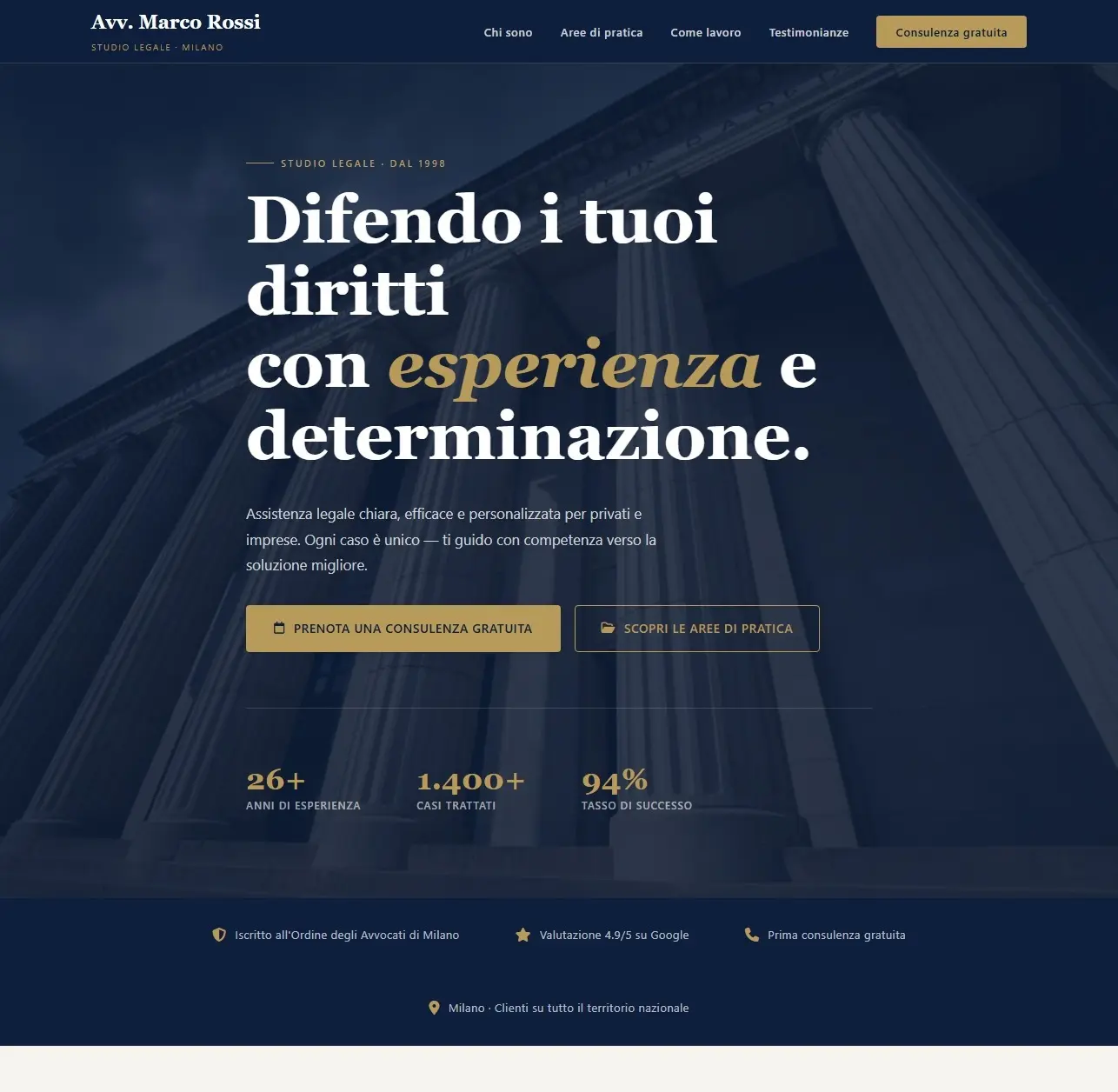 Anteprima di Sito web professionale per avvocati