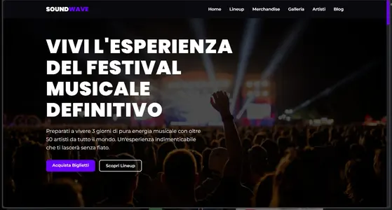Anteprima di Sito Web per Evento Musicale (HTML, CSS, JAVASCRIPT)